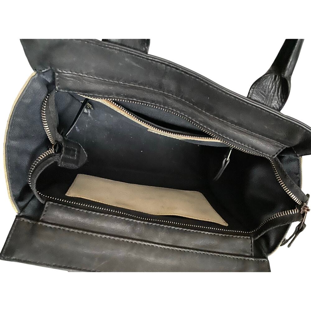 rag & bone Women’s Khaki Canvas Black Leather Small Pilot Satchel Crossbody Bag - Picture 8 of 15